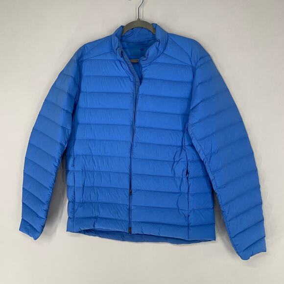 Lululemon Men Navigation Stretch Down Jacket M Blue Full Zip Puffer Casual Hike